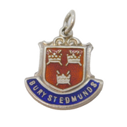 Sterling Silver Enamel Bury St Edmunds Charm Pendant Vintage c1970