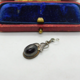 Sterling Silver & Black Onyx Floral Charm Drop Pendant Vintage c1970