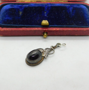 Sterling Silver & Black Onyx Floral Charm Drop Pendant Vintage c1970