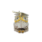 Sterling Silver & Gilt Owl Graduation Charmbead For Bracelet Vintage c2000