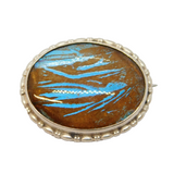Sterling Silver Morpho Butterfly Wing Button Brooch Antique c1920 Art Deco