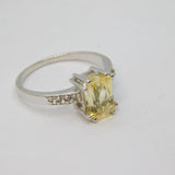 Sterling Silver Citrine & White Sapphire Dress Ring Vintage c1970 Size N