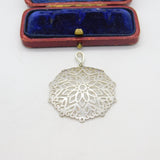 Sterling Silver Modernist Floral Panel Form Charm Pendant Vintage c1970