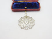 Sterling Silver Modernist Floral Panel Form Charm Pendant Vintage c1970