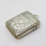 Edwardian Sterling Silver Connemara Marble Vesta Case Antique 1902 Birmingham