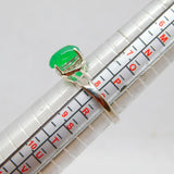 Sterling Silver Cabochon Green Agate Dress Ring Contemporary c1990 Size Q