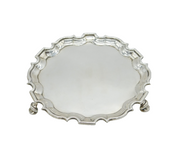 George II Sterling Silver Pie Crust Edge Salver Dish Antique 1735 London