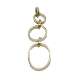 Sterling Silver Triple Linked Circles/Oval Long Drop Pendant Modern c2000s