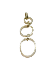 Sterling Silver Triple Linked Circles/Oval Long Drop Pendant Modern c2000s