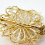 George III 14ct Gold & Woven Seed Pearl Floral Dress Brooch Antique c1800s