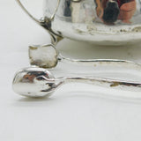 Art Nouveau Planished Sterling Silver Sugar Bowl & Tongs Antique 1906 Birmingham