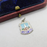 Sterling Silver and Enamel Lands End Travel Shield Charm Pendant Vintage c1970