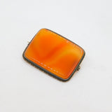 Sterling Silver Carnelian Red Agate Rectangle Form Brooch Pin Antique c1930