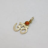 Sterling Silver Ohm Symbol With Baltic Amber Charm Pendant Vintage c1970s