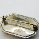 TLM Sterling Silver & Morpho Butterfly Wing Set Island Scene Brooch Antique