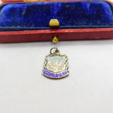 Sterling Silver and Enamel Melrose Travel Shield Charm Pendant Vintage c1970
