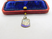 Sterling Silver and Enamel Melrose Travel Shield Charm Pendant Vintage c1970