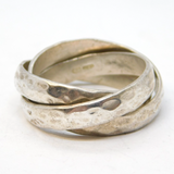 Studio Sterling Silver Planished Trinity Ring Vintage London Size W UK