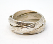 Studio Sterling Silver Planished Trinity Ring Vintage London Size W UK