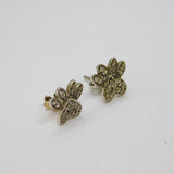 Pair of Sterling Silver Spinel Dog Paw Stud Earrings Vintage c1970