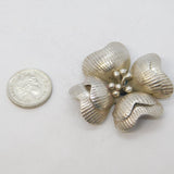 Sterling Silver Large Floral Charm Pendant Vintage c1970s