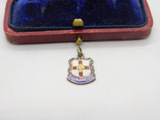 Sterling Silver and Enamel Ingoldmells Travel Shield Charm Pendant Vintage c1970