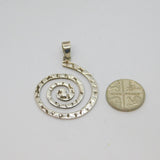 Sterling Silver Planished Spiral/Swirl Studio Style Pendant Vintage c1970