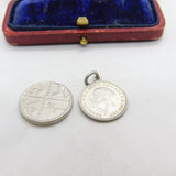 Sterling Silver King George V Threepence Coin Charm Pendant Antique 1934