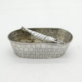 Victorian Sterling Silver Woven Form Fish Bones Basket Antique 1882 London