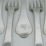Pierre Harache William III Sterling Silver Set of Dog Nose Spoons & Forks 1694