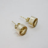 Pair of Sterling Silver Round Faceted Citrine Stud Earrings Vintage c1970