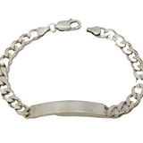 Sterling Silver Curb Link ID Chain Bracelet Vintage c1970s 8.2" Length