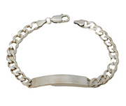 Sterling Silver Curb Link ID Chain Bracelet Vintage c1970s 8.2" Length