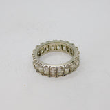Sterling Silver White Topaz Wide Eternity Band Ring Vintage c1970 Size N 1/2