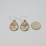 Pair of Sterling Silver Shell Set Peardrop Hook Dangly Earrings Modern c1990