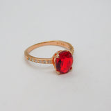 Rose-Gold On Sterling Silver Red & White Crystal Ring Vintage c2000 Size Q 1/2