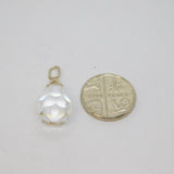 Sterling Silver Faceted Crystal Peardrop Charm Pendant Vintage c1970s