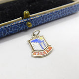 Sterling Silver and Coloured Enamel Travel Shield 'Filey' Charm Vintage c1970