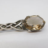 Scottish Sterling Silver Citrine Set Dirk Brooch Vintage 1980 Edinburgh