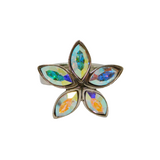 Mexican 950 Silver Rainbow Crystal Flower Statement Ring Modern c1990 Size Q