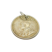 Sterling Silver George V Canadian 10 Cents Coin Charm Pendant Antique 1916