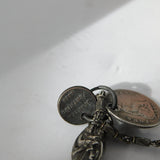 Victorian Sterling Silver Religious Charm with Quarter Farthing & Coin c1860