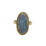 Sterling Silver Natural Shell Ellipse Studio Dress Ring Vintage c1970 Size M 1/2