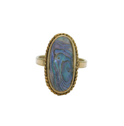 Sterling Silver Natural Shell Ellipse Studio Dress Ring Vintage c1970 Size M 1/2