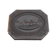 Edwardian Early Bakelite Horse Racing Portrait Frame on Card Antique c1910s