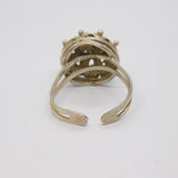 Sterling Silver Domed Filigree Open Back Dress Ring Vintage c1970 Size Q 1/2