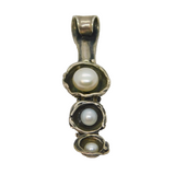 Sterling Silver Triple Button Pearl Graduating Hinged Pendant Modern c1990s