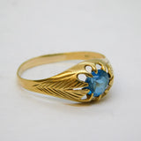 9ct Yellow Gold & Blue Topaz Set Solitaire Ring Antique 1928 Birmingham