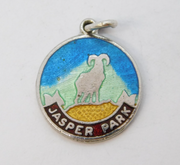 Sterling Silver Enamel Jasper Park Charm Pendant Vintage c1970