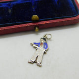 Sterling Silver & Enamel Napoleon Bonaparte Charm Pendant Vintage c1970